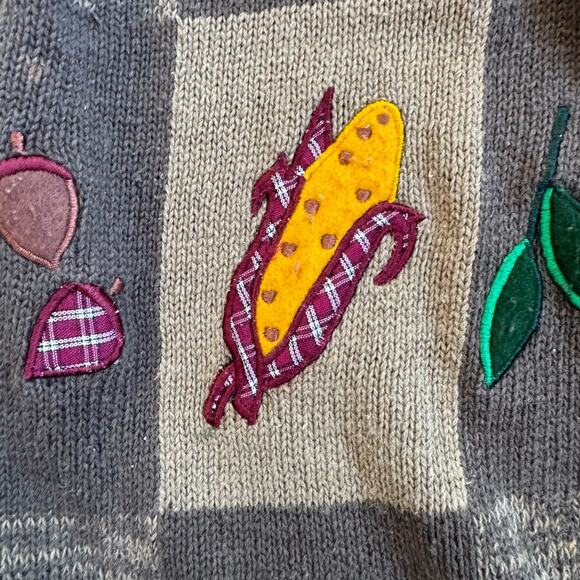 Bobbie Brooks Womens Fall Harvest Pumpkin Corn Print Vest Green Size Medium - Picture 2 of 8